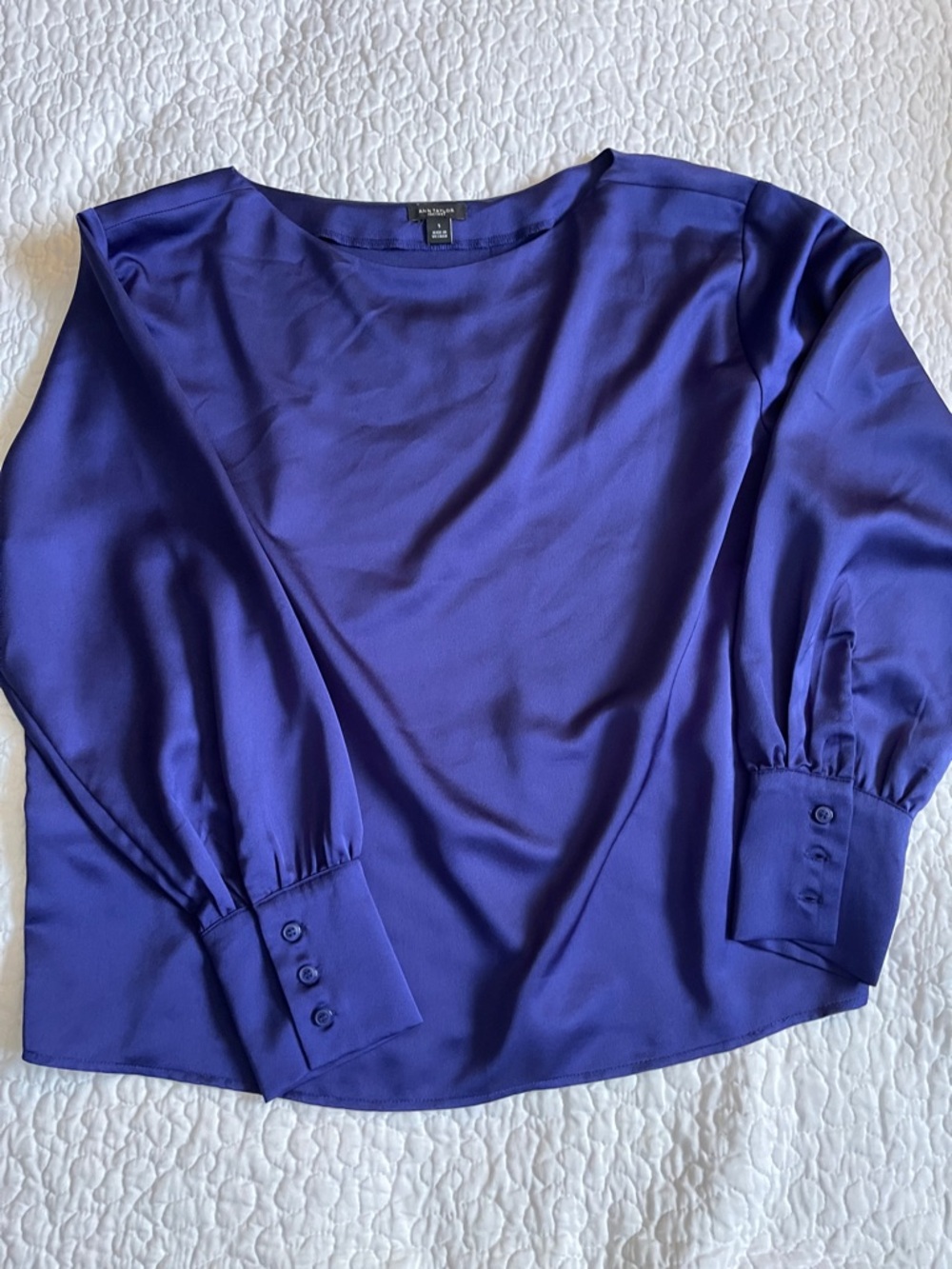 Ann Taylor Factory Deep Violet Long-Sleeve Blouse